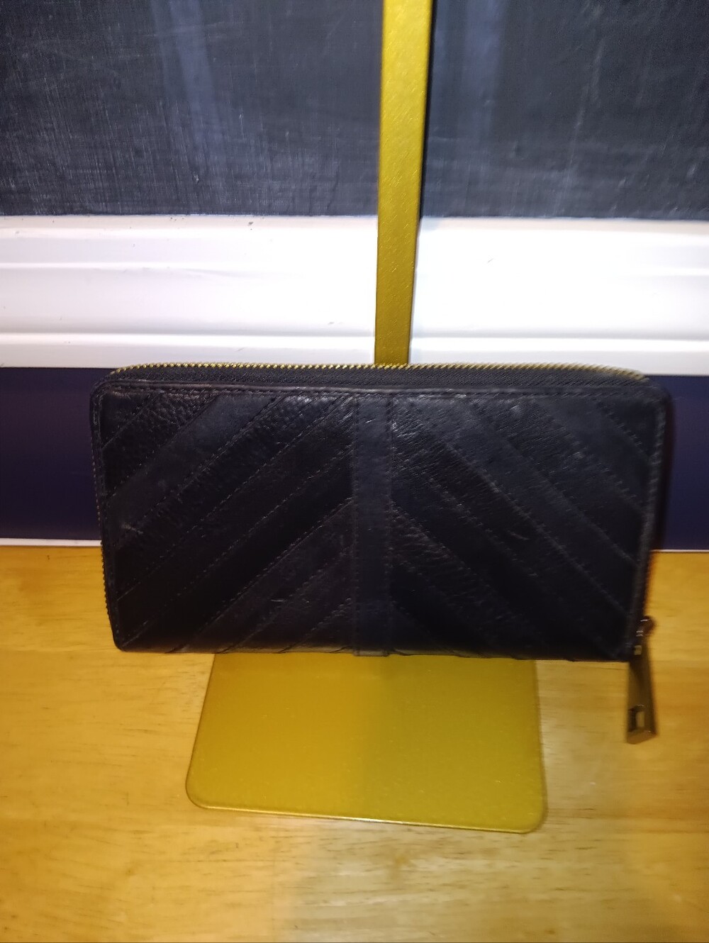 Margot Black Quilted Leather Zip-Around Wallet